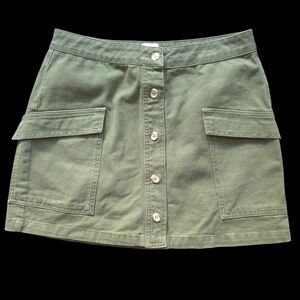 BDG Urban Outfitters Olive Green Button-Front Utility Mini Skirt  | Size L